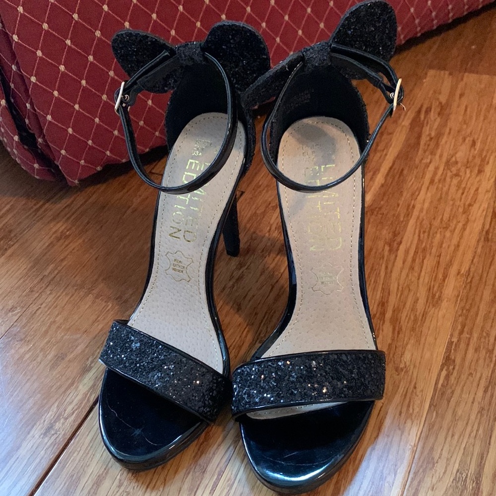Primark Limited Edition Black Sparkly Bow Heels